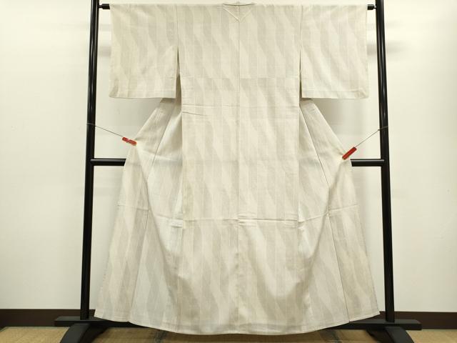 平和屋着物▽本塩沢　単衣　110亀甲　斜線亀甲文　正絹　逸品　CABF3016ze