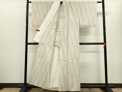 平和屋着物▽本塩沢　単衣　110亀甲　斜線亀甲文　正絹　逸品　CABF3016ze