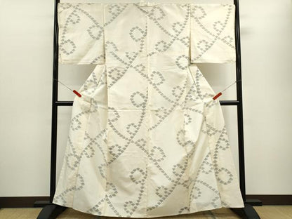 平和屋着物▽上質な紬　単衣　青海波　正絹　逸品　CABF3018ze