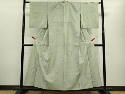 平和屋着物▽結城紬　単衣　80亀甲　飛び亀甲柄　丸文　飛び亀甲柄　正絹　逸品　CABF3021ze