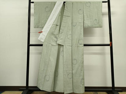 平和屋着物▽結城紬　単衣　80亀甲　飛び亀甲柄　丸文　飛び亀甲柄　正絹　逸品　CABF3021ze