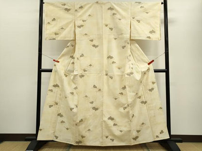 平和屋着物▽上質な紬　単衣　枯山水　正絹　逸品　CABF3022ze