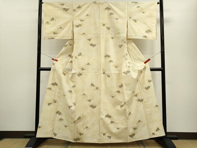 平和屋着物▽上質な紬　単衣　枯山水　正絹　逸品　CABF3022ze