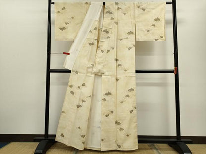 平和屋着物▽上質な紬　単衣　枯山水　正絹　逸品　CABF3022ze