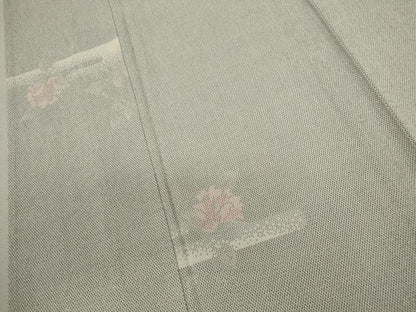 平和屋着物▽本塩沢　単衣　エ霞花文　正絹　逸品　CABF3024ze
