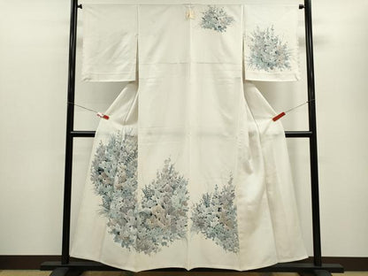 平和屋着物▽訪問着　単衣　手描き　草花文　正絹　逸品　未使用　CABF3025ze