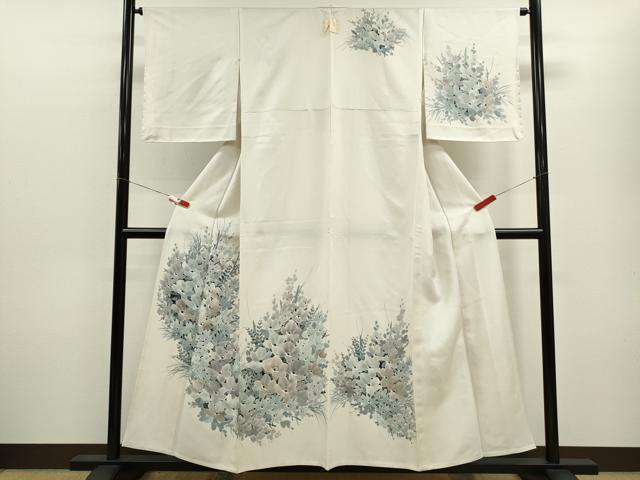 平和屋着物▽訪問着　単衣　手描き　草花文　正絹　逸品　未使用　CABF3025ze