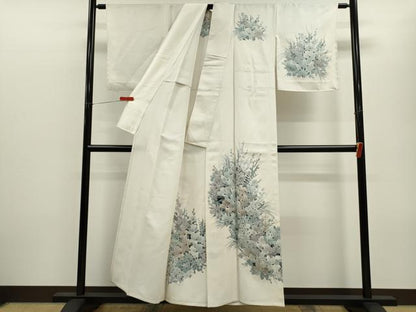 平和屋着物▽訪問着　単衣　手描き　草花文　正絹　逸品　未使用　CABF3025ze