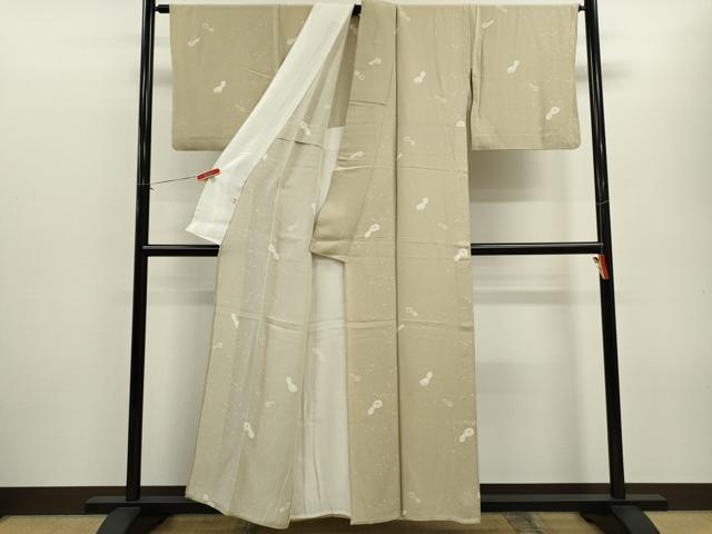 平和屋着物▽上質な小紋　単衣　瓢箪　正絹　逸品　CABF3026ze