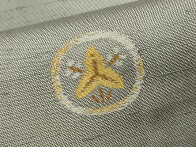 平和屋着物▽上質な紬　単衣　刺繍　吉祥花丸文　正絹　逸品　CABF3028ze