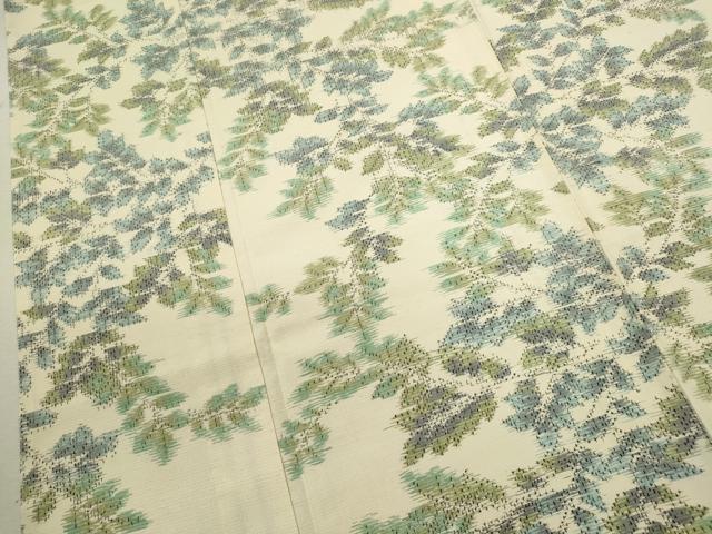 平和屋着物▽上質な紬　単衣　草花文　正絹　逸品　CABF3031ze