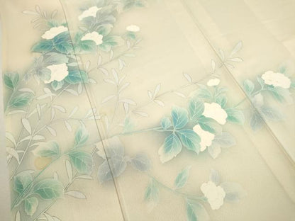 平和屋着物▽訪問着 単衣 枝花文 暈し染め 正絹 逸品 CABF3032ze