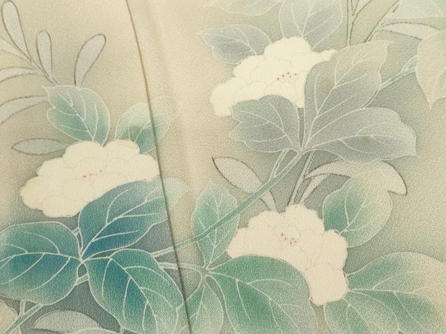 平和屋着物▽訪問着 単衣 枝花文 暈し染め 正絹 逸品 CABF3032ze