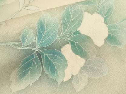 平和屋着物▽訪問着 単衣 枝花文 暈し染め 正絹 逸品 CABF3032ze
