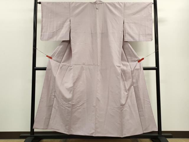 平和屋着物▽上質な紬　単衣　色無地　紅藤色　正絹　逸品　CABF3033ze