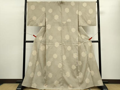 平和屋着物▽本塩沢　単衣　110亀甲　雪輪重ね　正絹　逸品　CABF3035ze