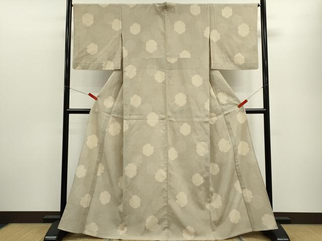 平和屋着物▽本塩沢　単衣　110亀甲　雪輪重ね　正絹　逸品　CABF3035ze
