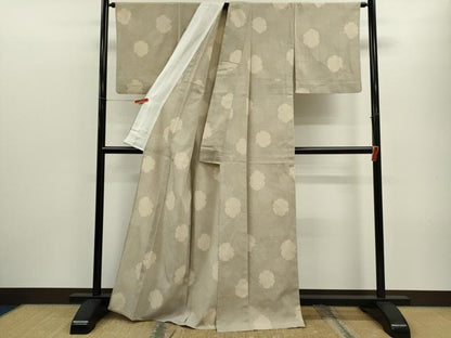 平和屋着物▽本塩沢　単衣　110亀甲　雪輪重ね　正絹　逸品　CABF3035ze