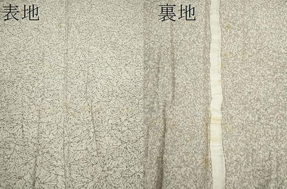 平和屋着物▽上質な小紋　単衣　葉尽くし　たたき染め　正絹　逸品　CABF3036ze