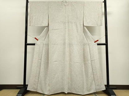 平和屋着物▽上質な小紋　単衣　葉尽くし　たたき染め　正絹　逸品　CABF3036ze