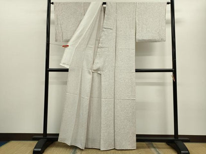 平和屋着物▽上質な小紋　単衣　葉尽くし　たたき染め　正絹　逸品　CABF3036ze