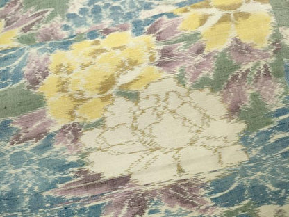 平和屋着物▽上質な紬　単衣　草花文　正絹　逸品　CABF3037ze