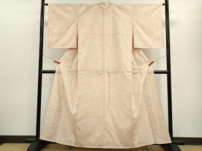 平和屋着物▽本塩沢　単衣　110亀甲　唐草文　正絹　逸品　CABF3040ze