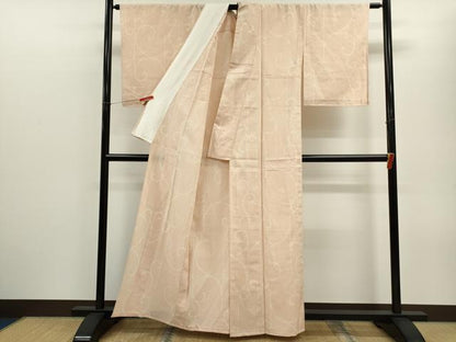 平和屋着物▽本塩沢　単衣　110亀甲　唐草文　正絹　逸品　CABF3040ze