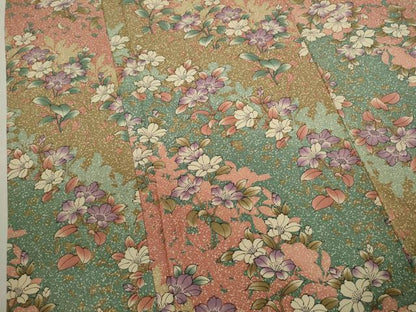 平和屋着物▽上質な小紋　単衣　枝花文　たたき染め　正絹　逸品　CABF3041ze