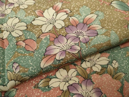 平和屋着物▽上質な小紋　単衣　枝花文　たたき染め　正絹　逸品　CABF3041ze