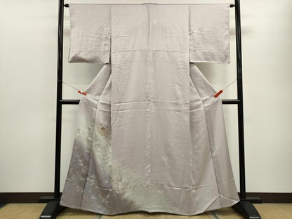 平和屋着物▽訪問着　単衣　駒刺繍　地紙重ね枝椿　暈し染め　金銀彩　ますいわ屋扱い　正絹　逸品　CABF3042ze