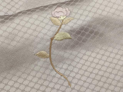 平和屋着物▽訪問着　単衣　駒刺繍　地紙重ね枝椿　暈し染め　金銀彩　ますいわ屋扱い　正絹　逸品　CABF3042ze
