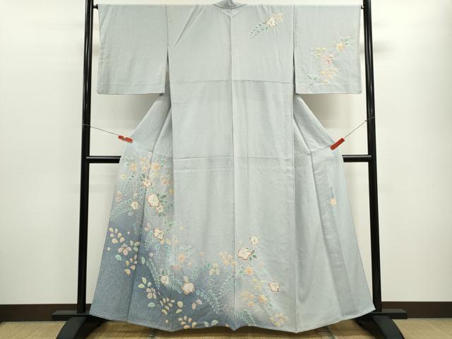 平和屋着物▽訪問着　単衣　作家物　辻が花　手描き　たたき染め　正絹　逸品　CABF3044ze
