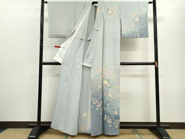 平和屋着物▽訪問着　単衣　作家物　辻が花　手描き　たたき染め　正絹　逸品　CABF3044ze