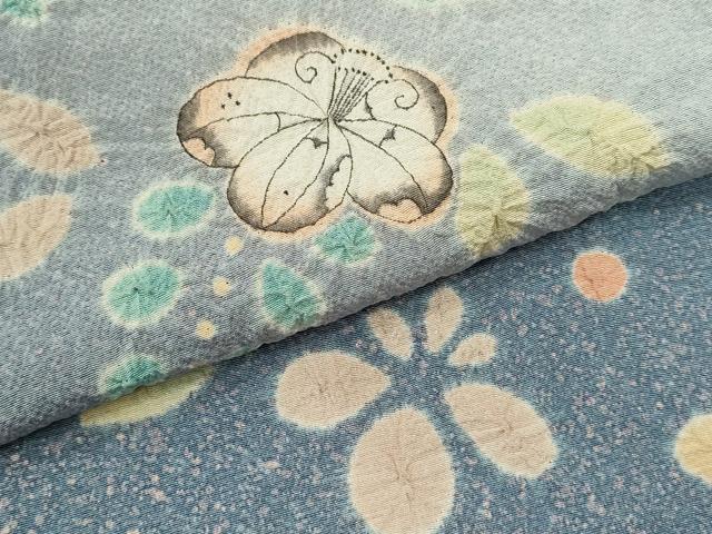 平和屋着物▽訪問着　単衣　作家物　辻が花　手描き　たたき染め　正絹　逸品　CABF3044ze