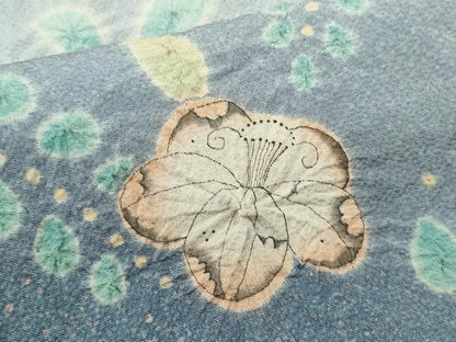 平和屋着物▽訪問着　単衣　作家物　辻が花　手描き　たたき染め　正絹　逸品　CABF3044ze