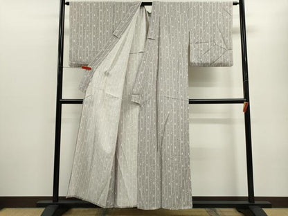 平和屋着物▽上質な小紋　単衣　琉球絣間道　正絹　逸品　CABF3045ze