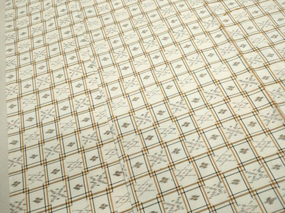 平和屋着物▽上質な紬　単衣　格子吉祥文　正絹　逸品　CABF3046ze