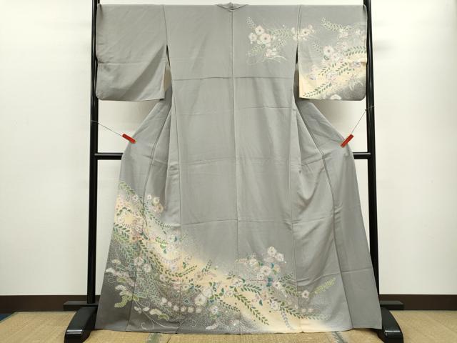 平和屋着物▽訪問着　単衣　辻が花　たたき染め　金彩　正絹　逸品　CABF3047ze