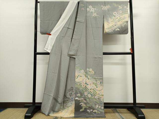 平和屋着物▽訪問着　単衣　辻が花　たたき染め　金彩　正絹　逸品　CABF3047ze