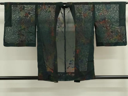平和屋着物▽羽織　スリーシーズン　春夏秋　塵除け　紗　更紗花唐草文　暈し染め　正絹　逸品　未使用　CABF3048ze