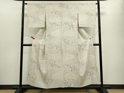平和屋着物▽上質な小紋　単衣　辻が花　切嵌吉祥文　正絹　逸品　CABF3049ze