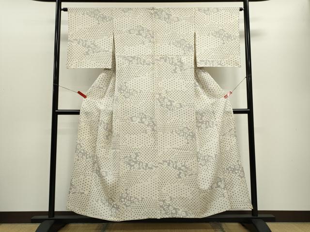 平和屋着物▽上質な小紋　単衣　辻が花　切嵌吉祥文　正絹　逸品　CABF3049ze