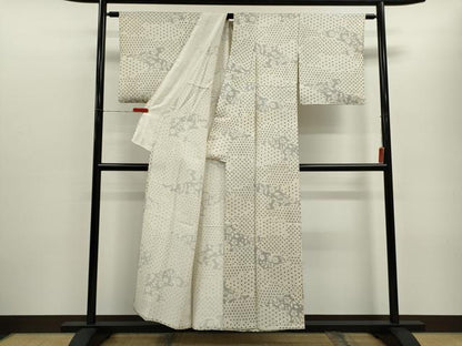 平和屋着物▽上質な小紋　単衣　辻が花　切嵌吉祥文　正絹　逸品　CABF3049ze