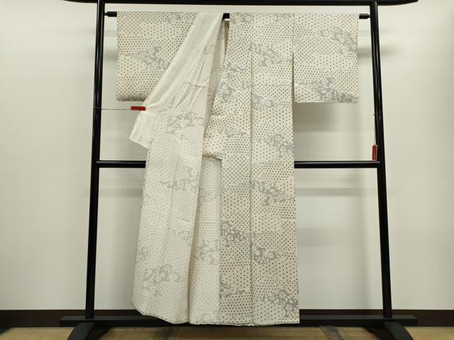平和屋着物▽上質な小紋　単衣　辻が花　切嵌吉祥文　正絹　逸品　CABF3049ze