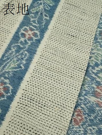 平和屋着物▽上質な紬　単衣　花唐草間道　正絹　逸品　CABF3051ze
