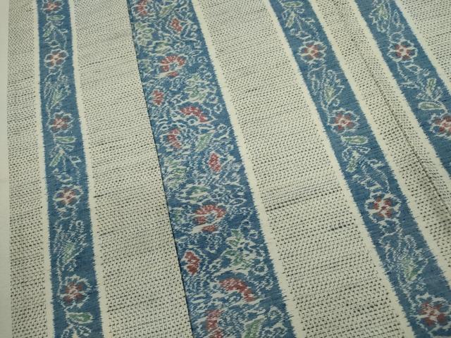 平和屋着物▽上質な紬　単衣　花唐草間道　正絹　逸品　CABF3051ze