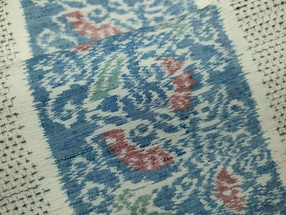 平和屋着物▽上質な紬　単衣　花唐草間道　正絹　逸品　CABF3051ze