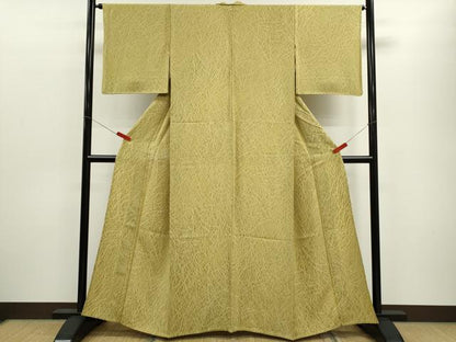 平和屋着物▽上質な小紋　単衣　草木文　正絹　逸品　CABF3053ze