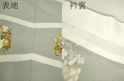 平和屋着物▽訪問着　単衣　花兎　正絹　逸品　CABF3056ze